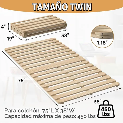 Vista 2 de LILYPELLE Marco de cama de piso doble, marco de cama plegable tatami marco