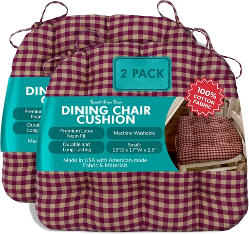 Vista 100 de Barnett Home Decor Ticking Stripe Berlin Blue - Almohadilla para silla de comedor con lazos, tamaño mediano 18, relleno de espuma de látex, lavable