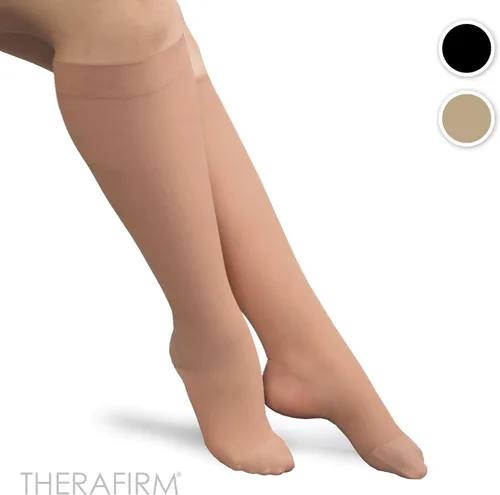 Vista 2 de THERAFIRM Medias altas hasta la rodilla de pantorrilla completa - 20-30 mmHg de compresión moderada de nylon