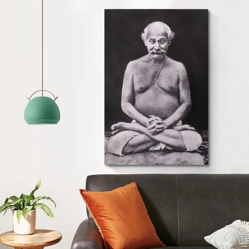 Vista 4 de Lahiri Mahasaya - Lienzo moderno para pared, para sala de estar, dormitorio, baño, oficina, decoración del hogar, 24 x 36 pulgadas (23.6 x 35.4 in)