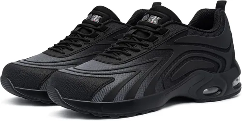 Vista 9 de LARNMERN Zapatos de punta de acero para mujer, con amortiguación de aire, zapatos de seguridad con puntera de seguridad, zapatos de trabajo cómodos