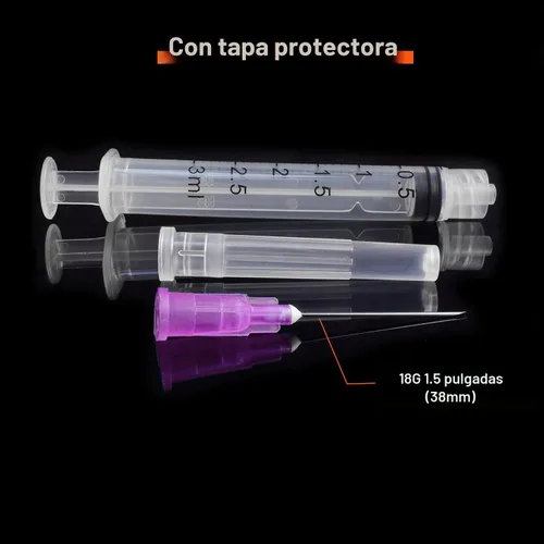 Vista 5 de Paquete de 50 jeringas de laboratorio Luer Lock desechables de 0.1 fl oz/cc con aguja de 18 Ga de 1.5 pulgadas Sellado individualmente