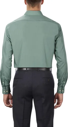 Vista 2 de Van Heusen - Camisa de vestir de popelina para hombre, corte regular, unicolor