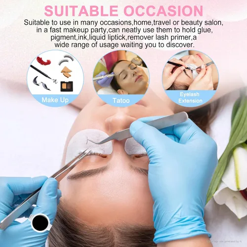 Vista 6 de NXJ INFILILA Anillos de pegamento, 300 anillos de pegamento para extensiones de pestañas, soporte desechable para suministros de extensión