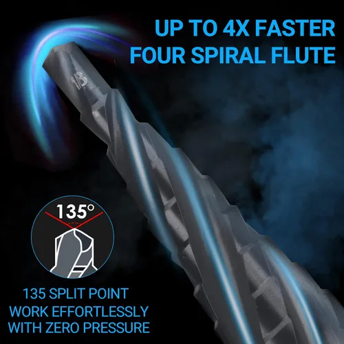 Vista 2 de Broca de paso de cobalto de cuatro espirales M35 1/8"-1/2