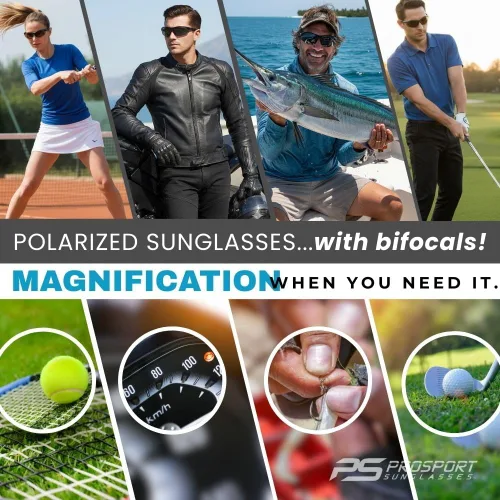 Vista 6 de proSPORT Gafas de sol bifocales polarizadas para hombres y mujeres, lentes antirreflejos, ceñidas y envolventes