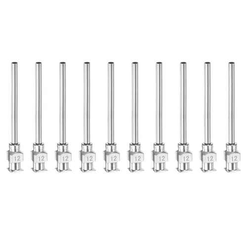 Vista 18 de HARFINGTON 10 agujas dispensadoras de acero inoxidable de calibre 8, 1 1/2 pulgadas, tubo de aguja de pegamento de metal, puntas romas, Luer Lock