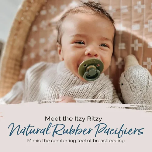 Vista 2 de Itzy Ritzy Chupetes de goma natural para recién nacidos, con pezón en forma de cereza sin BPA y grandes agujeros de aire para mayor seguridad, juego