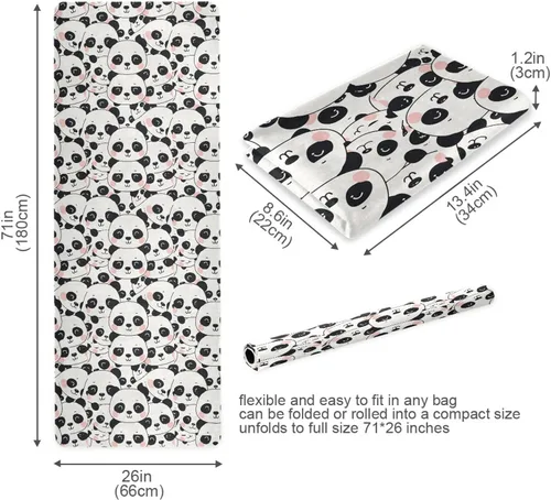 Vista 6 de Cute Pandas Yoga Mat Non Slip Thick Kids Eco Friendly Rubber Workout Foldable Yoga Mat Women Exercise