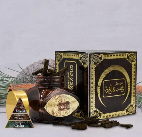 Vista 4 de ARABIYAT Chips de carbón de incienso de madera Oud - Madera de agar Oudh Bakhoor Muattar Palitos de Oud árabe Inciensos Aromaticos para La