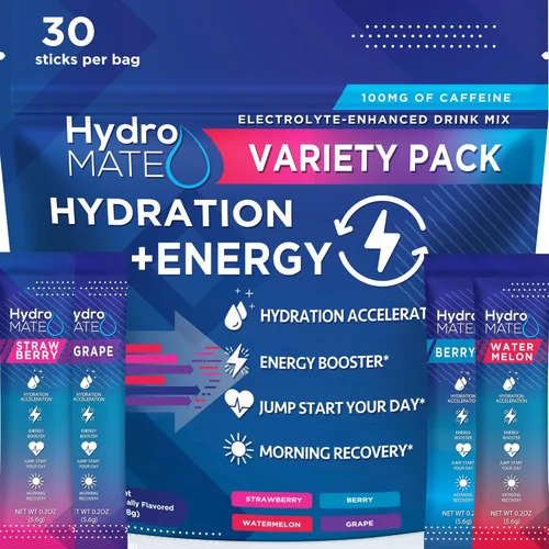 Vista 7 de HydroMATE - Paquetes de electrolitos en polvo para mezclar bebidas, acelerador de hidratación, bajo en azúcar, alivio rápido para fiestas