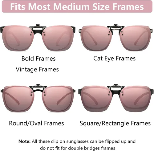 Vista 5 de CAXMAN Gafas de sol polarizadas con clip para mujer, sobre gafas graduadas, estilo polígono