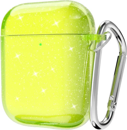 Vista 40 de Svanove Funda para Airpods Transparente con Purpurina, Funda Brillante y Bonita para Airpods de 1ª y 2ª Generación con Llavero, Carcasa Rígida