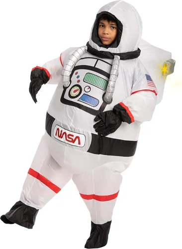 Vista 4 de Spooktacular Creations disfraz inflable de astronauta de la NASA con luz LED para niños de 7 a 10 años