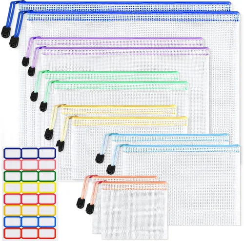 Vista 7 de Bolsas de malla con cremallera: bolsas transparentes con cremallera para aula, bolsa de malla de plástico para almacenamiento de rompecabezas