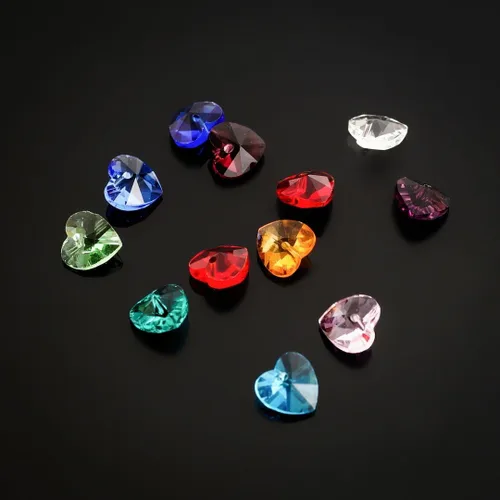 Vista 6 de 20 cuentas colgantes de cristal de corazón de amor de San Valentín de 0.394 pulgadas (0.394 in), cuentas sueltas de diamantes de abril transparentes