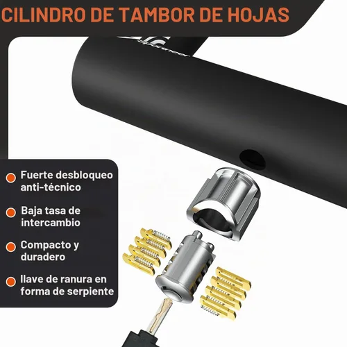 Vista 8 de Sportneer Candado para bicicleta: Candado en U resistente para bicicleta con cable de acero de seguridad de 1,8 m - grillete de 18 mm para bicicleta