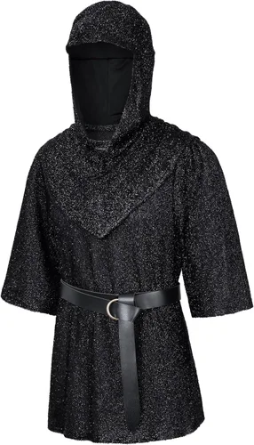 Vista 3 de Conjunto de túnica renacentista de imitación de cadena, camisa tipo túnica de coif medieval de caballero y cruzado