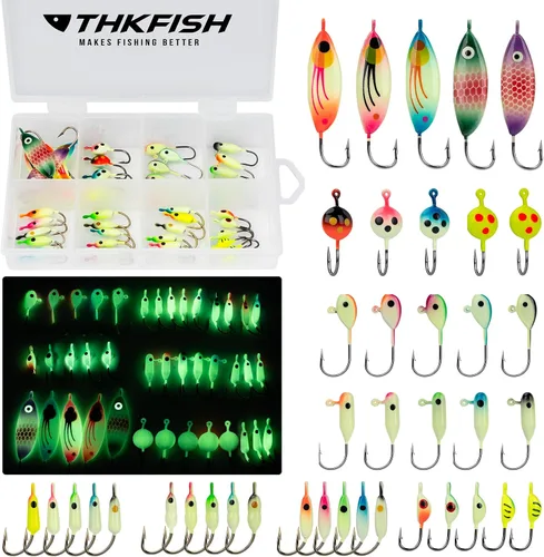 Vista 8 de THKFISH: Señuelos de pesca en hielo, plantillas de pesca en hielo, equipo de pesca en hielo, señuelos duros y plantillas de pesca Walleye, kit