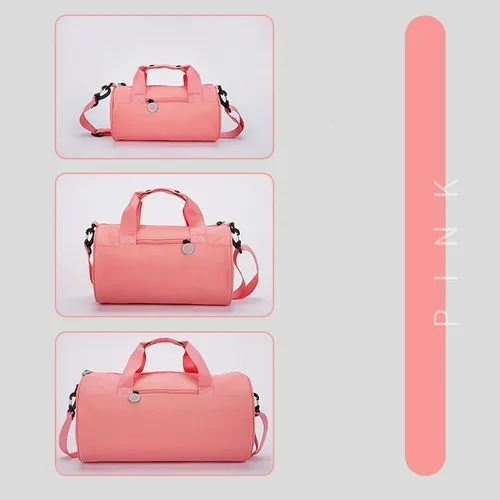 Vista 7 de Bolsa de gimnasio para mujer, bolsa de viaje impermeable con compartimentos para ropa húmeda y correa ajustable, pequeña bolsa de lona