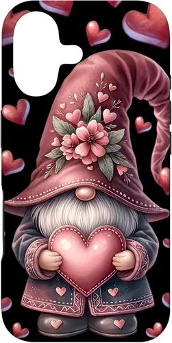 Vista 32 de iPhone 11 Pro Max - Funda con diseño de corazón para mujer, diseño retro de gnomo de amor para el día de San Valentín