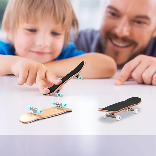 Vista 7 de 2 piezas de patineta de madera para dedos, parque de patinetas mini, patinetas para dedos mini, juguete de patineta profesional con mini