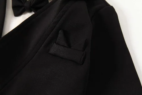 Vista 5 de EVGVAT Traje formal para bebé, traje de caballero de boda, conjunto de overol de esmoquin