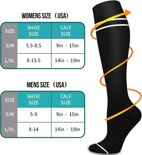 Vista 7 de Calcetines médicos de compresión de cobre para mujeres y hombres (6 pares), el mejor apoyo para correr, atletismo, enfermería, viajes