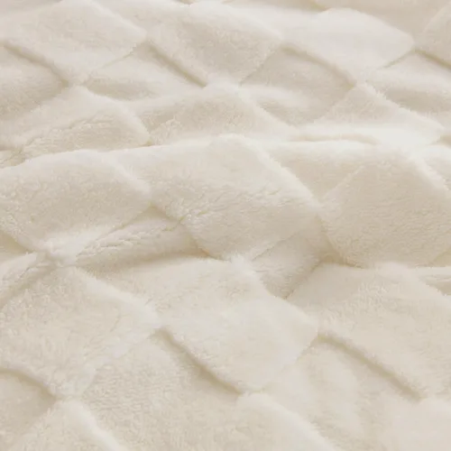 Vista 3 de Litanika - Juego de edredón esponjoso tamaño individual color beige, 3 piezas, ropa de cama de sherpa de felpa cálida para invierno, juego de cama