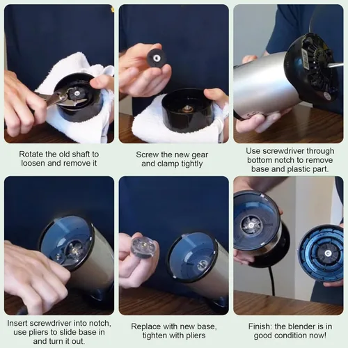 Vista 4 de 8 piezas de repuesto de engranaje base para licuadora Magic-Bullet 250W MB1001 con pieza de repuesto de engranaje de cuchilla para Magic Bullet