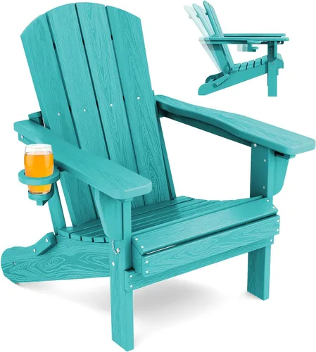 Vista 11 de SERWALL Silla Adirondack plegable ajustable, silla Adirondack reclinable con 3 posiciones reclinables, HDPE para todo tipo de clima, Adirondack