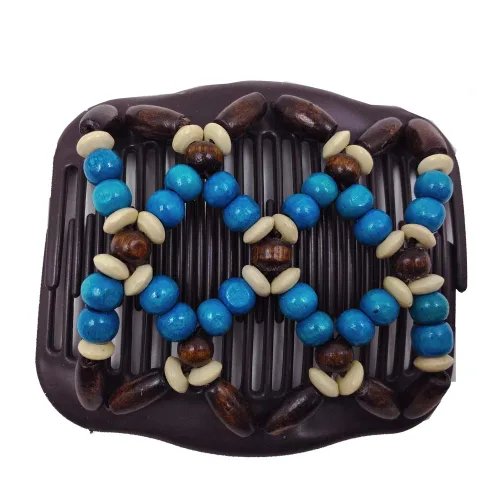 Vista 6 de LOVEF Peine de madera profesional para mujer, cuentas mágicas elásticas, clip de cuerda de cuerda de doble elástico, accesorios para peines-6 piezas