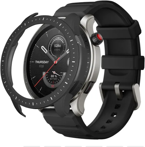 Vista 12 de Funda protectora para Amazfit GTR 4, a prueba de golpes, duradera, de policarbonato duro, accesorios para Amazfit GTR 4 Smartwatch (negro y azul)