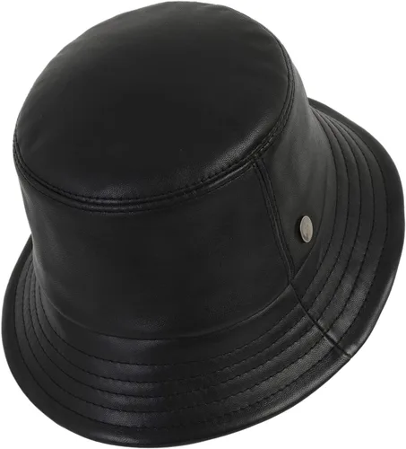 Vista 2 de Mumcu's - Sombrero de cuero para mujer, sombrero retro de sol, gorra de pesca de pescador de moda