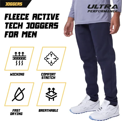 Vista 5 de Ultra Performance 3 Pack Mens Open Bottom Sweatpants with Pockets, Casual Sweatpants for Men