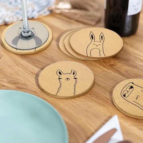 Vista 5 de Posavasos para Bebidas con Soporte Juego de 6, Lindos Posavasos de Animales al por Mayor para Regalos de Inauguración de Casa para Parejas de Nuevo