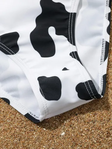 Vista 3 de SHENHE Traje de baño de 3 piezas con estampado de vaca y falda de playa para niña