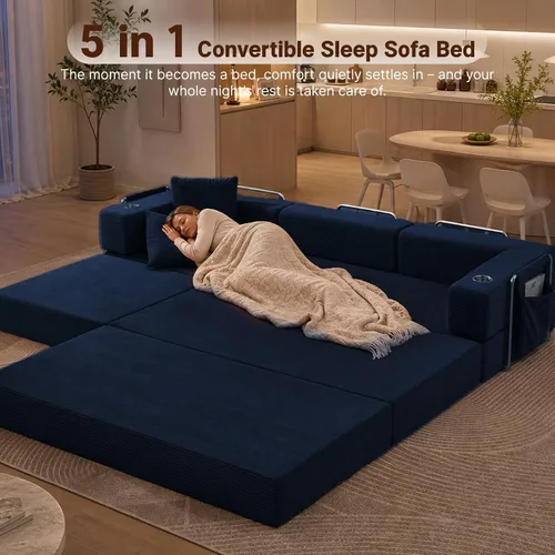 Vista 7 de Sofá modular seccional, sofá en forma de L de 108 pulgadas con Azul