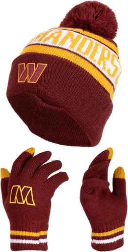 Vista 12 de Ultra Game Gorro de punto de invierno oficial de la NFL para jóvenes, súper suave, con guantes extra cálidos para pantalla táctil Color del equipo 1