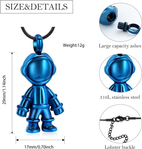 Vista 2 de mingkejw Cremación astronauta collar urna conmemorativa joyería colgante urna de cremación cenizas collar conmemorativo para niños y humanos.