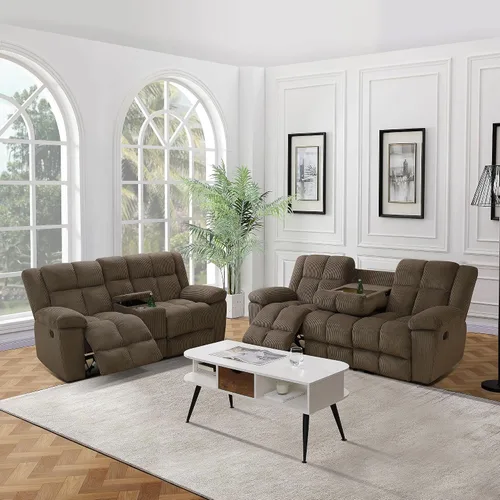 Vista 33 de Juego de sofá reclinable para muebles de sala de estar, juego de sofá y silla reclinable de pana verde, tela manual, sofá reclinable de 3 plazas