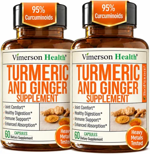 Vista 11 de Suplemento de Cúrcuma Curcumina con Raíz de Jengibre para Apoyo Articular, Digestivo y Salud Intestinal - Contiene Cúrcuma Curcumina Orgánica