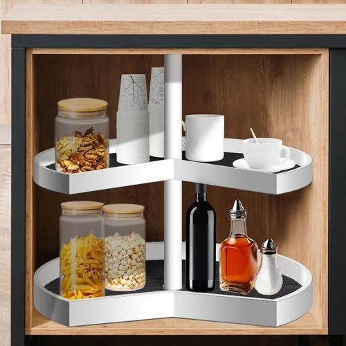 Vista 5 de Frienda Lazy Susan - 2 revestimientos para estantes, no adhesivos, antideslizantes para gabinetes de cocina, refrigerador, despensa, fregadero