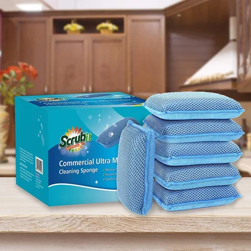 Vista 7 de Scrub-It - Esponja de cocina de microfibra Miracle (6 unidades) – Esponjas de limpieza para lavavajillas resistentes a arañazos – Lavable a máquina
