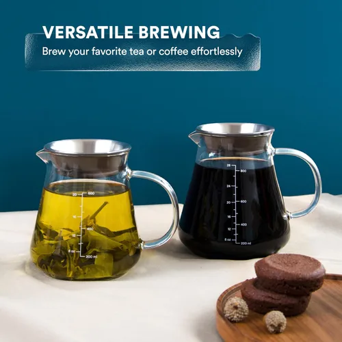 Vista 6 de Glass Range - Servidor de café para verter sobre café y té, 20.3 fl oz/20oz Ovalware apto para microondas y resistente al calor, cuerpo de vidrio