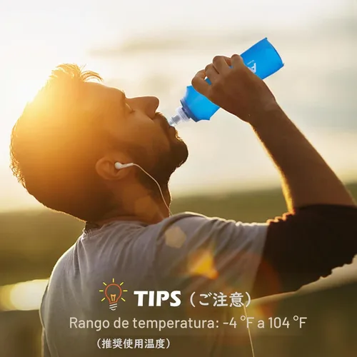 Vista 6 de TRIWONDER Botellas de agua plegables de poliuretano termoplástico sin BPA, frasco plegable para mochila de hidratación - Ideal para correr
