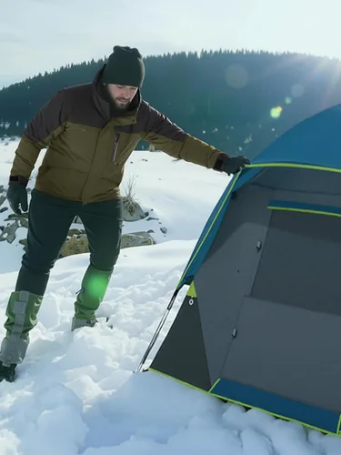Vista 3 de CAMEL CROWN Chaqueta de Esquí de Invierno para Hombre Abrigos de Nieve de Montaña Impermeable Capucha Desmontable Resistente al Viento Chaquetas