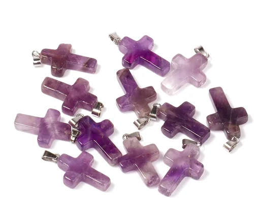 Vista 5 de Cadikez 12 piezas colgantes de cruz de piedra natural, cristales curativos de cuarzo chakra reiki colgantes de piedras preciosas dijes a granel