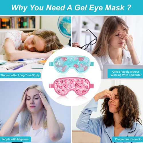 Vista 2 de Máscara refrescante para ojos fríos, máscara de compresión para ojos hinchados, reutilizable para ojos hinchados, gel de hielo para ojos cansados