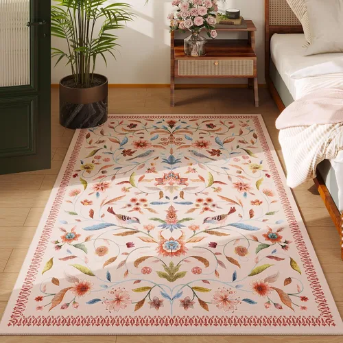 Vista 36 de Alfombra de entrada vintage con medallón floral de 2 x 3 pulgadas, lavable a máquina, alfombra de entrada de pelo bajo, suave, pequeña, alfombra